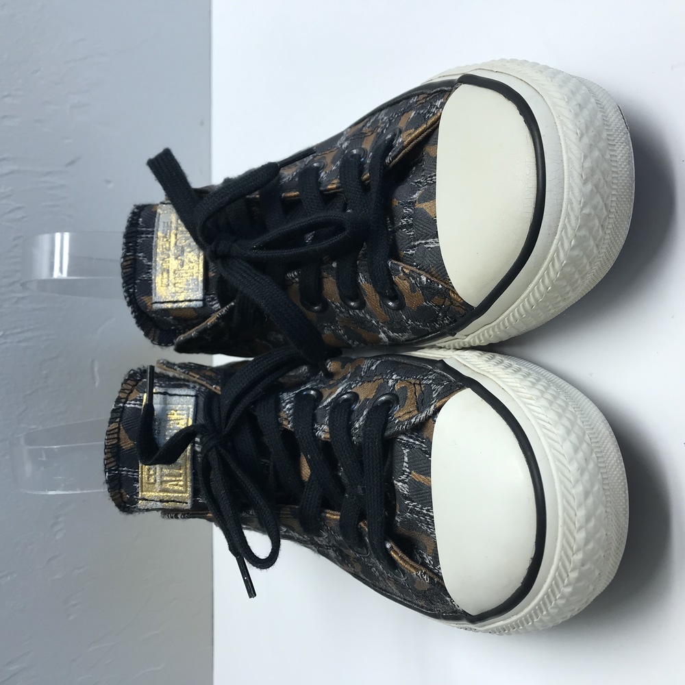 Converse All Star Women 9 Shoes Low Top Shoe Cheetah Leopard Sneaker Brown Black - Picture 2 of 6